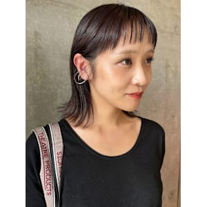 チョコブラウン　ブリーチなし　オイルカラー　オン眉　レイヤー