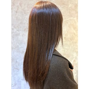 髪質改善メテオカラー　グレージュ　うるつやロング　ストレート