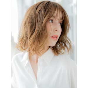 ゆるふわエアリーミディアム細めハイライト　くすみベージュ