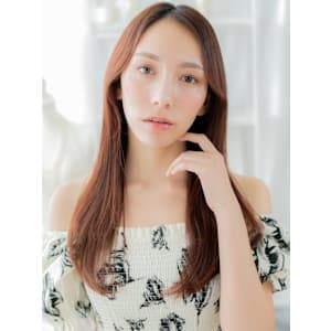 かきあげバング艶感ストレートセンターパート　韓国風巻き