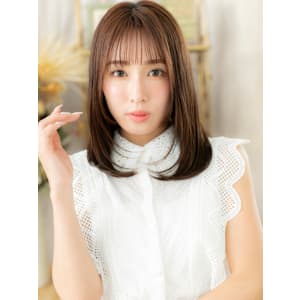 シースルーバング小顔艶感ストレートレイヤー　マロンベージュ