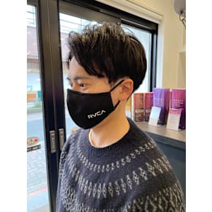 メンズマッシュショート/コンマバング/センターパート/越谷