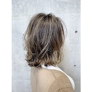 ぱっつんロブ グレージュブロンド♪