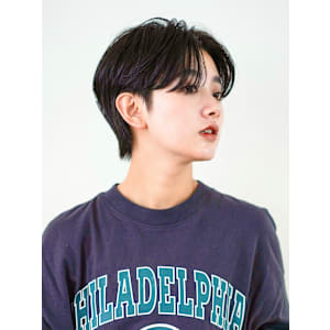 くびれショート・ボブ/丸顔/前髪あり/絶壁解消/40代