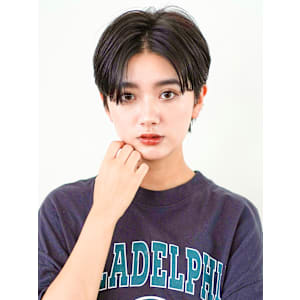 くびれショート・ボブ/丸顔/前髪あり/絶壁解消/40代