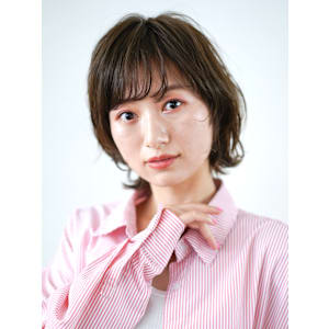 くびれショート・ボブ/丸顔/前髪あり/絶壁解消/40代