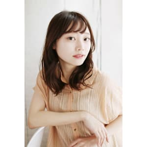 ナチュラルブラウン/顔周りカット/セミロング