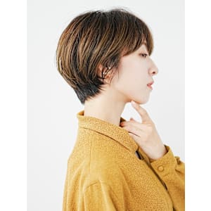 前下がりショート・ボブ/絶壁解消/前髪あり/40代