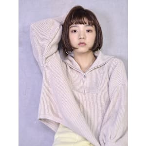 ナチュラルブラウンのふんわりボブ