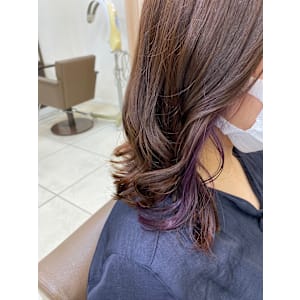 インナーカラー　ピンク×バイオレット