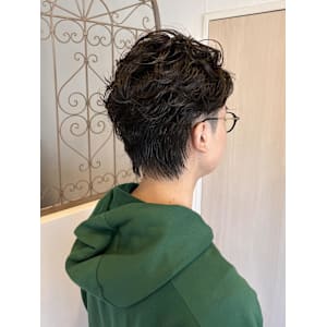 スパイラルオールバックセンターパート