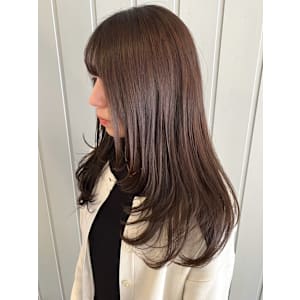 マロンブラウン 赤み消しカラー 透明感 ロングレイヤー