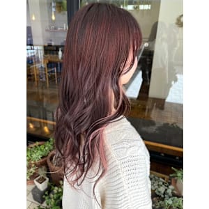 インナーカラー ピンクカラー ダブルカラー ゆる巻き