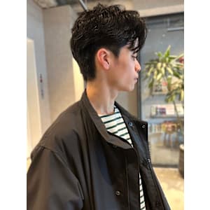 ツーブロック アップバング センターパート ニュアンスパーマ