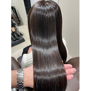 髪質改善　絹髪　酸性ストレート　ダークブラウン　ワンレン