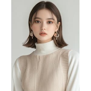 髪質改善カラー 外ハネボブ センターパート グレージュ 韓国