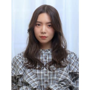 波巻きセミロング×ブルーシルバ―