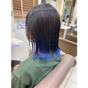 裾カラー　ネイビーブルー