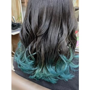 裾カラー/グラデーション　ターコイズグリーン