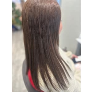 　髪質改善カラー　ロングレイヤーカット　カーキベージュカラー