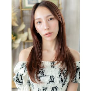 かきあげバング艶感ストレートセンターパート　姫カットレイヤー