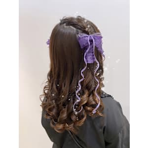 リボンアレンジハーフツイン☆