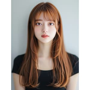 【pignon】オレンジベージュ 韓国風 顔周りレイヤー