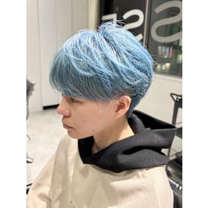 シースルーフェザーマッシュ/ペールブルー/フェザーショート