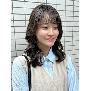 コテ巻き風パーマ/デジタルパーマ/韓国風パーマ/小顔カット