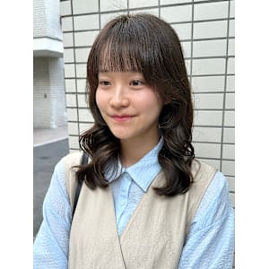 コテ巻き風パーマ/デジタルパーマ/韓国風パーマ/小顔カット