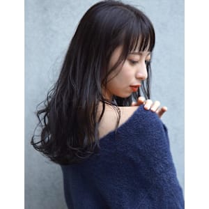 ゆる巻きロ ロング オン眉 アッシュカラー 20代30代