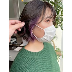 イヤリングカラー/パープル/ボブ/耳周りインナーカラー