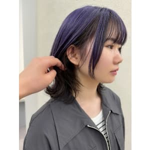 逆インナーカラー/ブルーバイオレット/ステップカット