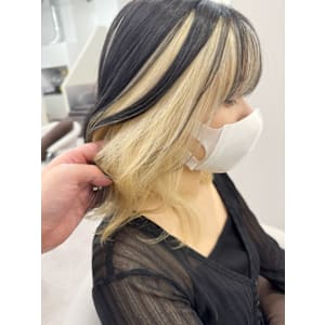 アンブレラカラー/ブラック×ブロンド/インナーカラー