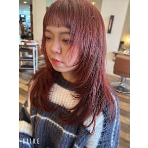 レイヤー　ピンクアッシュ　ピンクブラウン