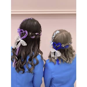 編み込みハーフアップ