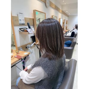 白髪ぼかしハイライトカラー30代40代50代ブルーグレージュ