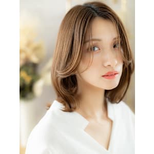 かきあげバングくびれひし形レイヤーカット　細めハイライト