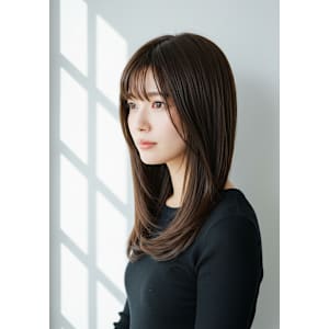 30代40代50代顔周り内巻きレイヤー髪質改善/菊池真琴