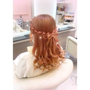 編み込みハーフアップ☆髪の毛リボン