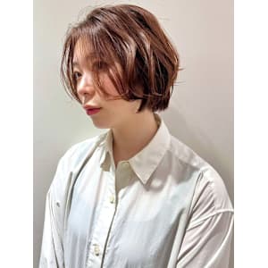 くびれショート レイヤーボブ フェイスレイヤー ブラウン