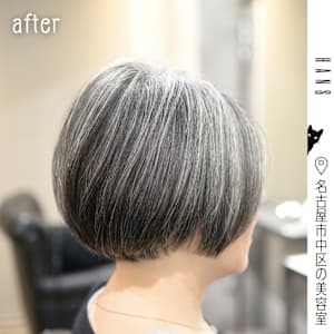 顎ライン×グレイヘアのすっきりとしたボブ - HANS 名古屋 伏見【ハンス　ナゴヤ　フシミ】掲載中