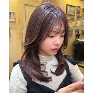 ラベンダーミルクティー_ ワインレッド_ 韓国風巻き