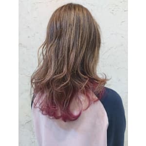 【Flor_戸塚】*裾カラー+ピンク×ヘーゼルベージュ*