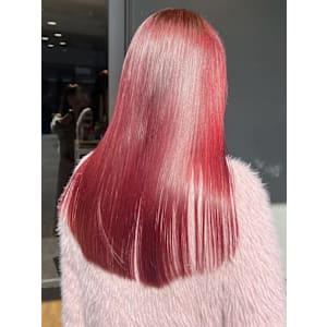 チェリーピンク ハイトーン ダメージレスカラー 髪質改善