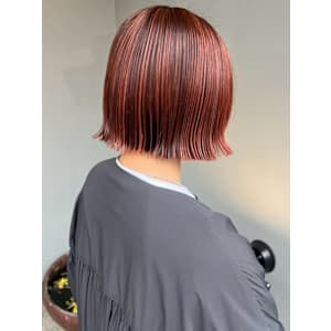 オレンジカラー ハイライト ダブルカラー ミニボブ