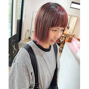 ピンクデザインカラー髪質改善トリートメントボブ