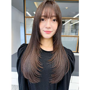 美髪レイヤー韓国ヘアロングくびれワンカールハッシュカット