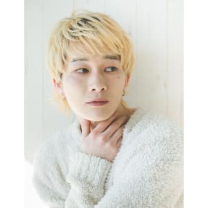 メンズショート マッシュウルフ ハイトーン