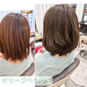 【髪質改善カラー】赤みをおさえ大人のオリーブ　春のカーキ感